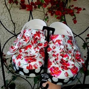 Crocs Platform Poca dots with 3D Flowers 8W